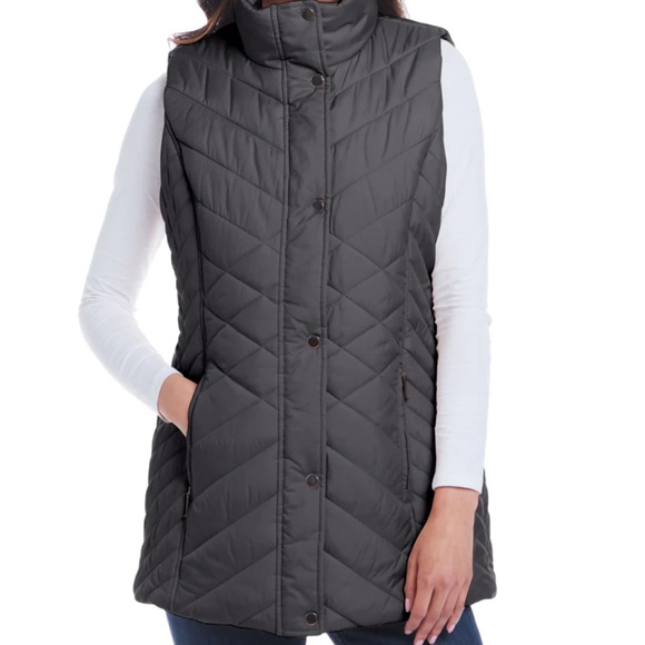 Weatherproof Gray Quilted Vest with Stand-Up Collar - Picture 3 of 3